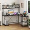 Engineered Wood L-Shaped Desk with LED Lights and Charging Ports